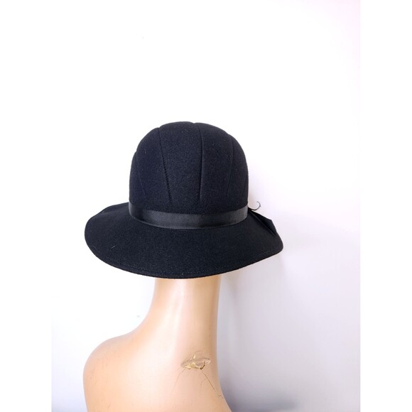 Vintage Black Wool Felt Hat -Made in USA Fedora Hat - Womens Wool Hat - Picture 6 of 10